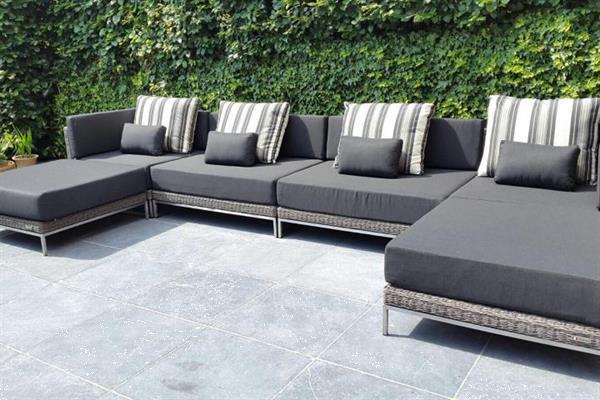 Grote foto design loungebank met rvs onderstel grijs nieuw. tuin en terras tuinmeubelen