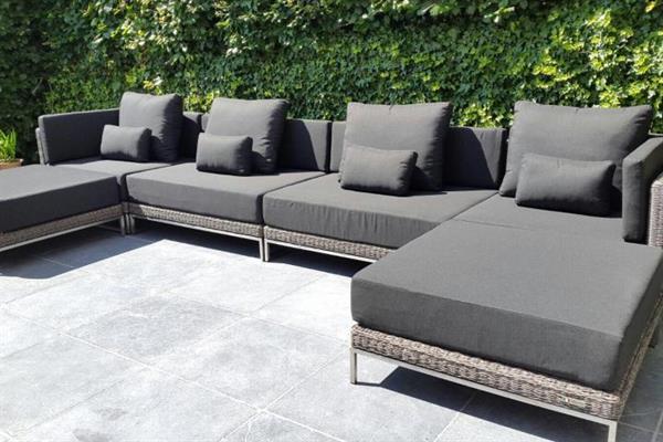 Grote foto design loungebank met rvs onderstel grijs nieuw. tuin en terras tuinmeubelen