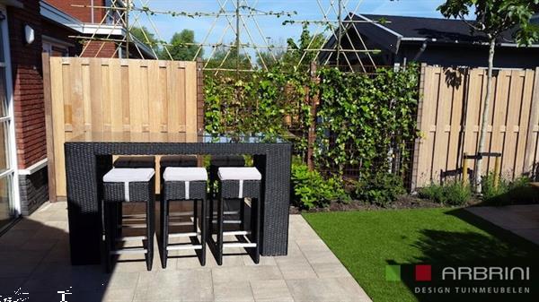 Grote foto lounge bar tuin tafel set zwart wicker nieuw. tuin en terras tuinmeubelen