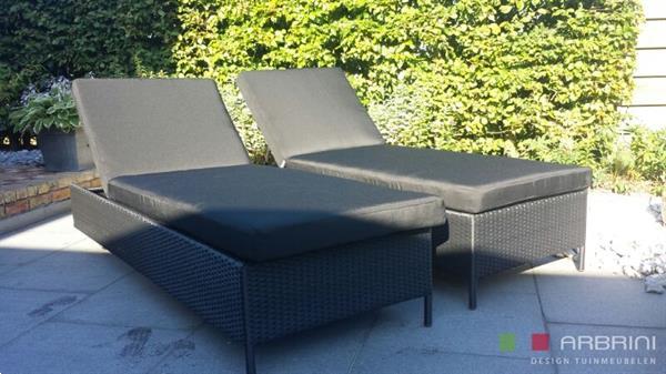 Grote foto design lounge ligbed verstelbaar zwart wicker tuin en terras tuinmeubelen