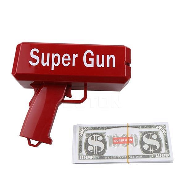 Grote foto money gun geld pistool cash cannon met nep geld kinderen en baby overige