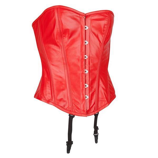 Grote foto echt leren corset model 10 rood in xs t m 10xl kleding dames lederen kleding