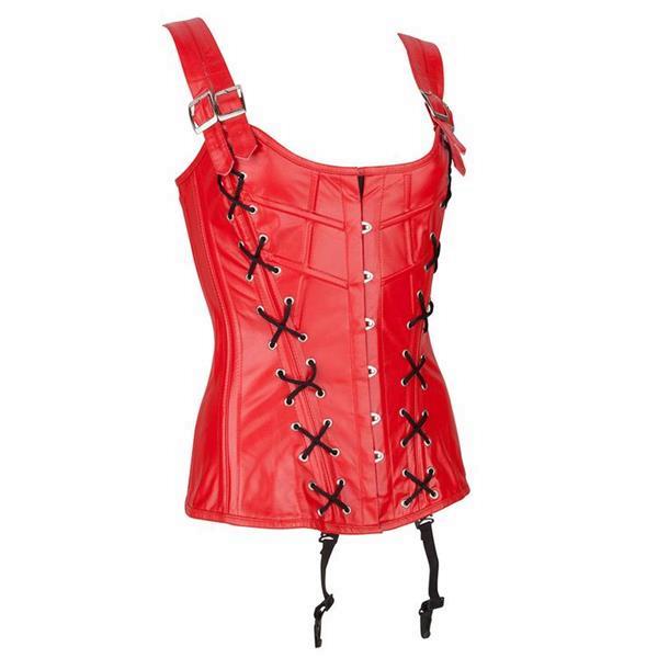 Grote foto echt leren corset model 04 rood in xs t m 10xl kleding dames grote maten