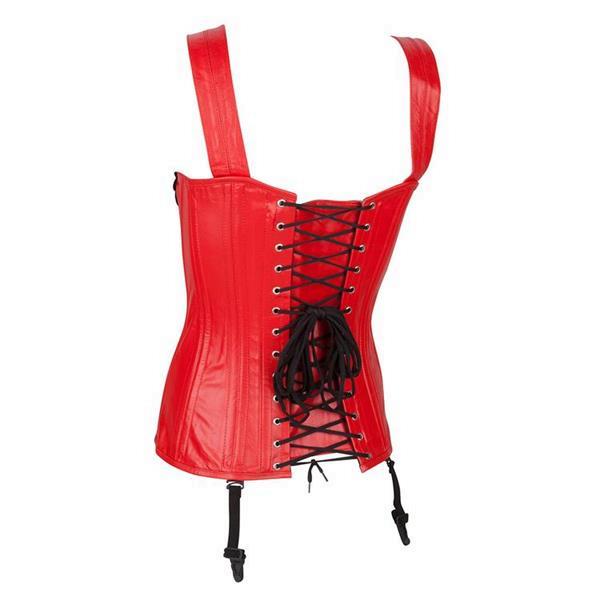 Grote foto echt leren corset model 04 rood in xs t m 10xl kleding dames grote maten