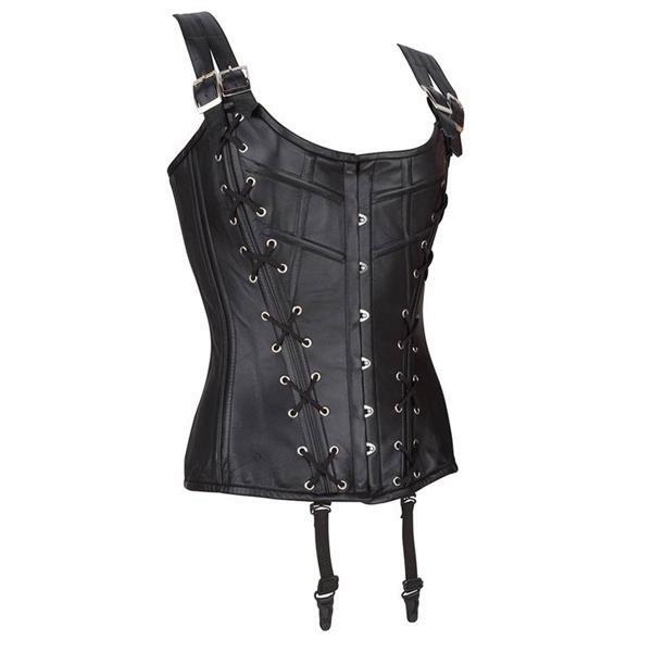 Grote foto echt leren corset model 04 zwart in xs t m 10xl kleding dames lederen kleding