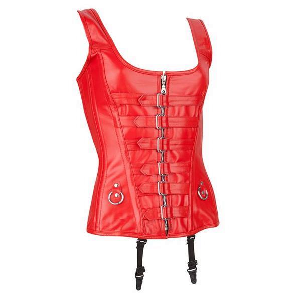 Grote foto echt leren corset model 01 rood in xs t m 10xl kleding dames lederen kleding