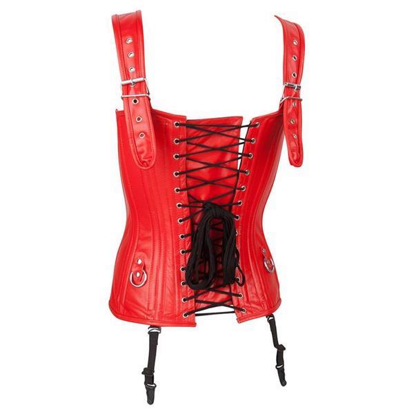 Grote foto echt leren corset model 01 rood in xs t m 10xl kleding dames lederen kleding