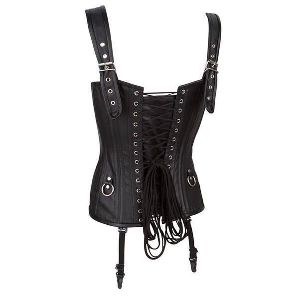 Grote foto echt leren corset model 01 zwart in xs t m 10xl kleding dames lederen kleding
