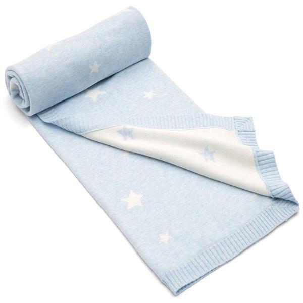 Grote foto gebreid dekentje millie boris blue star 70x90cm kinderen en baby complete kinderkamers