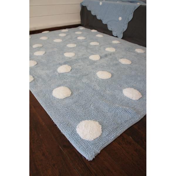 Grote foto topos azul dots blauw. 100 katoenen vloerkleed kinderen en baby complete kinderkamers