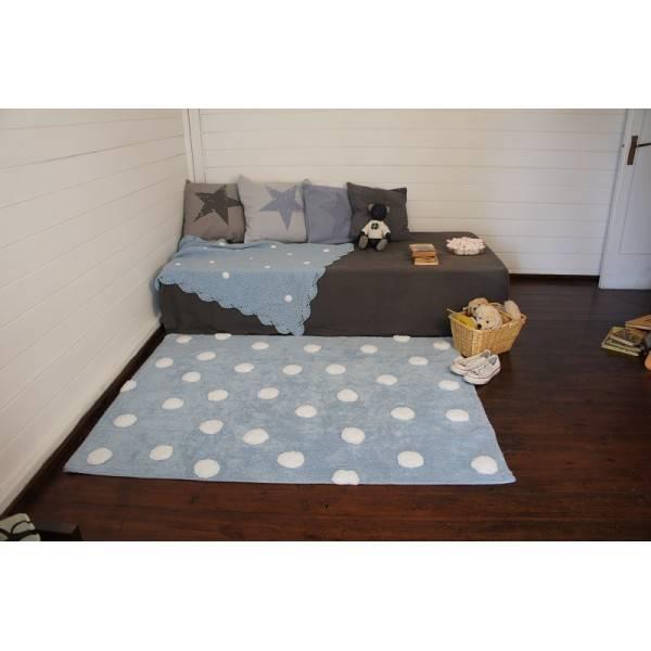 Grote foto topos azul dots blauw. 100 katoenen vloerkleed kinderen en baby complete kinderkamers