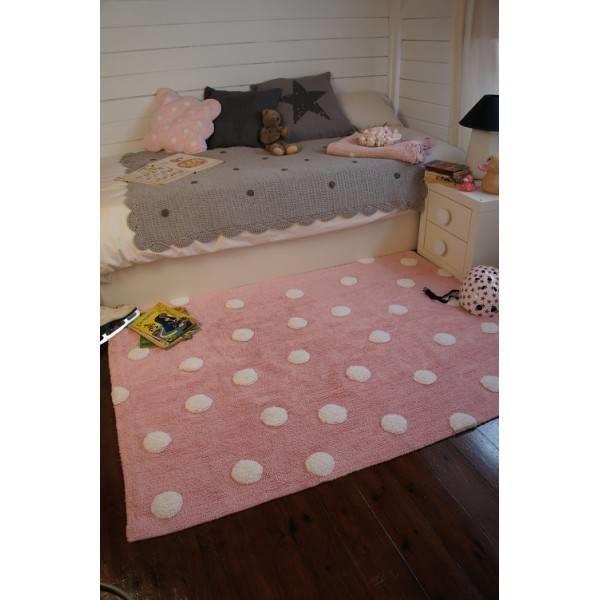 Grote foto topos rosa pink dots. 100 katoenen vloerkleed kinderen en baby complete kinderkamers