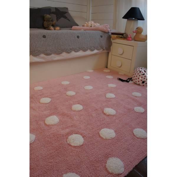 Grote foto topos rosa pink dots. 100 katoenen vloerkleed kinderen en baby complete kinderkamers