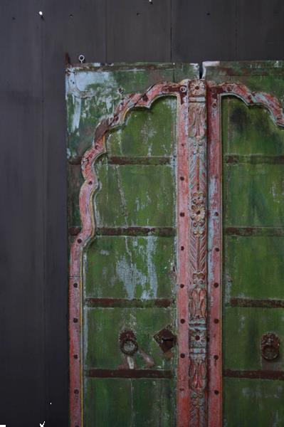 Grote foto oude antieke nepalese deuren set groen 190 x 92 cm antiek en kunst curiosa en brocante