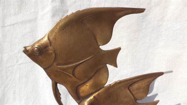 Grote foto art deco bronzen maanvissen m. font antiek en kunst koper en brons