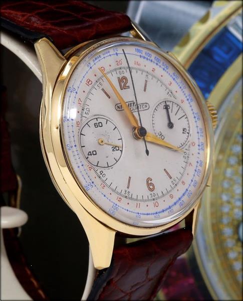 Grote foto armand nicolet cronografo 18kt heren 1970 1979 kleding dames horloges