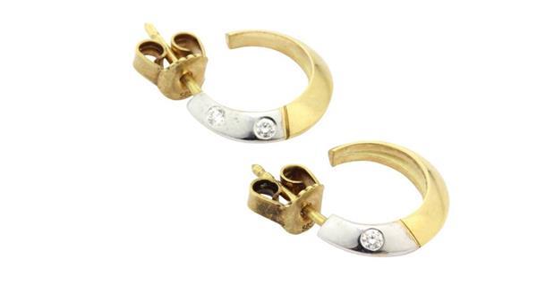 Grote foto gouden bicolour creolen met diamant 14 krt 205 sieraden tassen en uiterlijk oorbellen