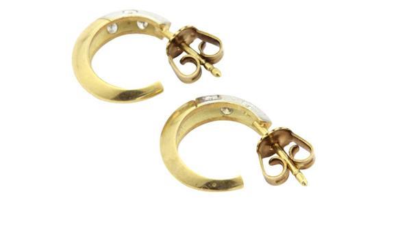Grote foto gouden bicolour creolen met diamant 14 krt 205 sieraden tassen en uiterlijk oorbellen