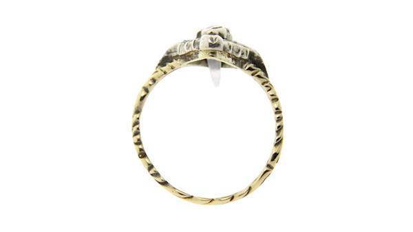 Grote foto gouden vintage bicolour ring met roosdiamant 14 krt 718 sieraden tassen en uiterlijk ringen voor haar