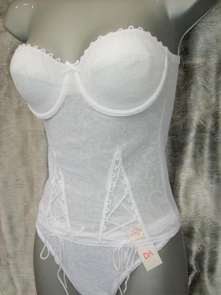 Grote foto romantisch wit torselet met bijpassende string kleding dames ondergoed en lingerie
