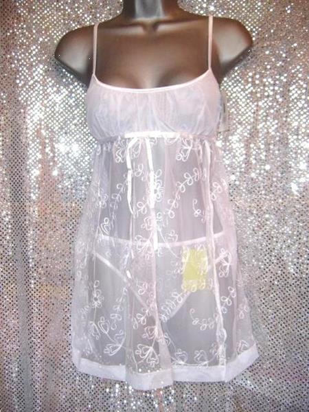Grote foto romantische witte doorzichtige babydoll string kleding dames ondergoed en lingerie
