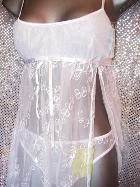 Grote foto romantische witte doorzichtige babydoll string kleding dames ondergoed en lingerie