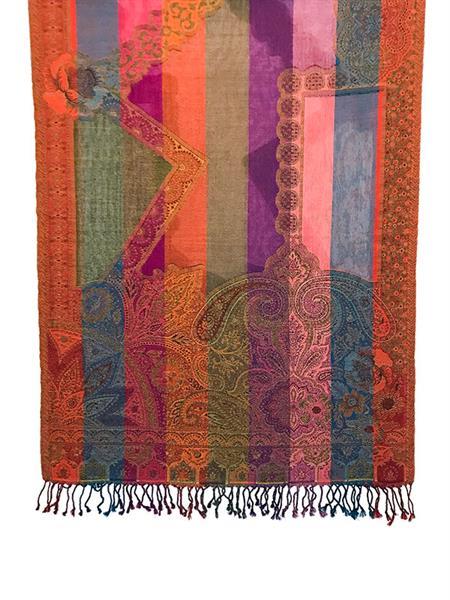 Grote foto handgeweven kleurrijke wollen sjaal uit india kleding dames mutsen sjaals en handschoenen
