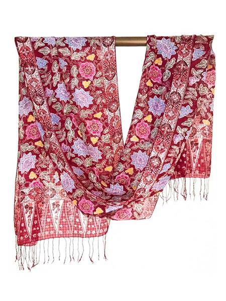 Grote foto handgemaakte zijden sjaal uit bali kleding dames mutsen sjaals en handschoenen