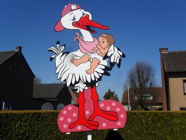 Grote foto geboortebord of 3 d ooievaar op echt nest te huur. kinderen en baby overige babyartikelen