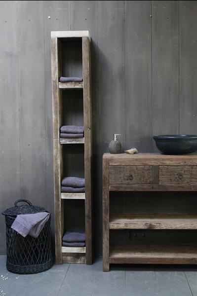 Grote foto massief oud houten badkamerkast handdoekenkast huis en inrichting complete badkamers