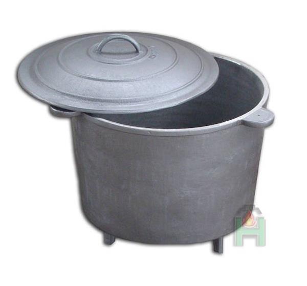Grote foto vol gietijzeren kookpot ketel zwaar 22 liter tuin en terras buitenkeukens