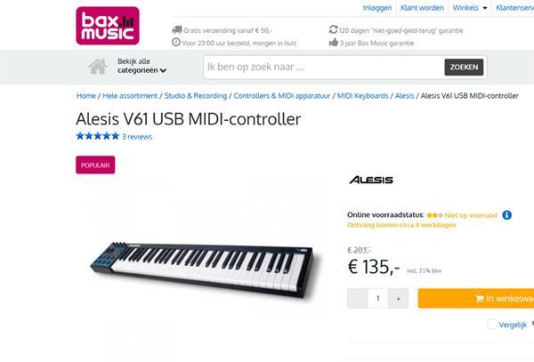 Grote foto te koop alesis v61 usb midi controller muziek en instrumenten keyboards