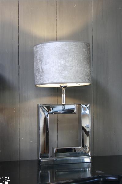 Grote foto tafellamp vierkant zilver chelsea velours kap eric kuster huis en inrichting tafellampen