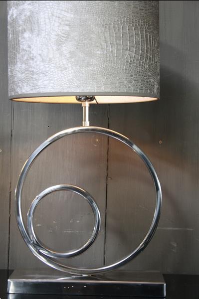 Grote foto tafellamp rond zilver chelsea velours kap eric kuster huis en inrichting tafellampen