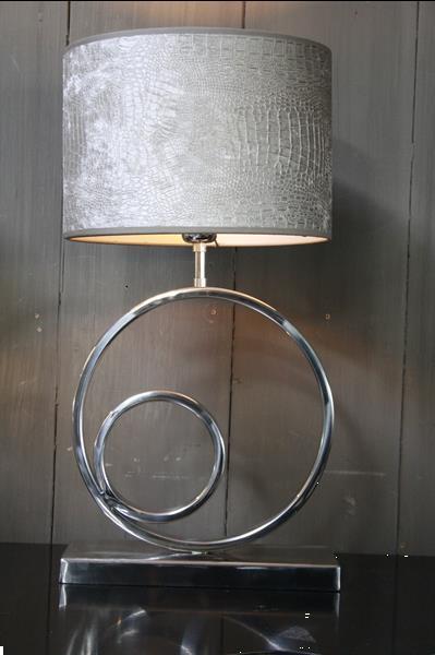 Grote foto tafellamp rond zilver chelsea velours kap eric kuster huis en inrichting tafellampen