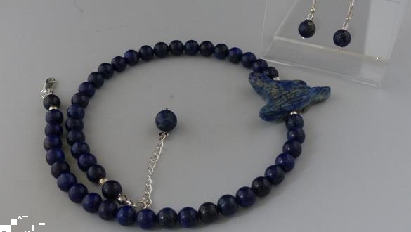 Grote foto lapis lazuli ketting oorhanger set sieraden tassen en uiterlijk kettingen