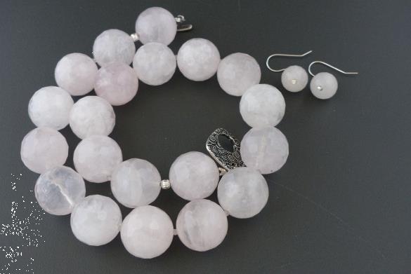 Grote foto rozenkwarts 20 mm ketting oorhanger set sieraden tassen en uiterlijk kettingen