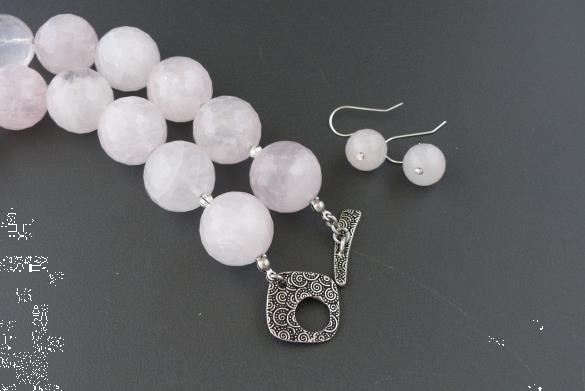 Grote foto rozenkwarts 20 mm ketting oorhanger set sieraden tassen en uiterlijk kettingen