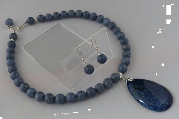 Grote foto blauwe koraal ketting oorhanger set sieraden tassen en uiterlijk kettingen