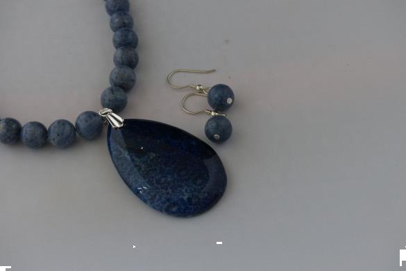 Grote foto blauwe koraal ketting oorhanger set sieraden tassen en uiterlijk kettingen