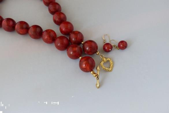 Grote foto sponskoraal 20 mm ketting oorhanger set sieraden tassen en uiterlijk dames