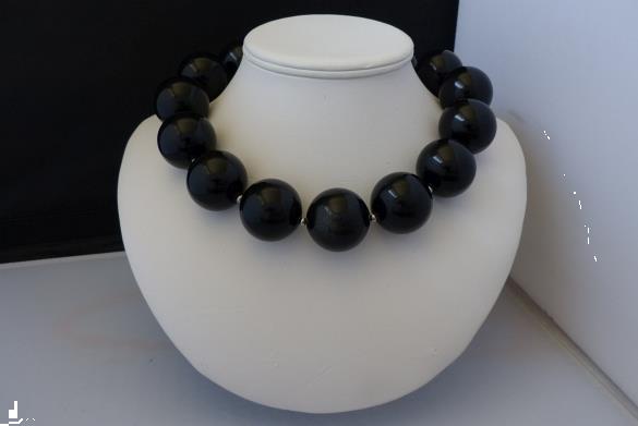 Grote foto 30 mm obsidiaan ketting oorhanger set sieraden tassen en uiterlijk kettingen