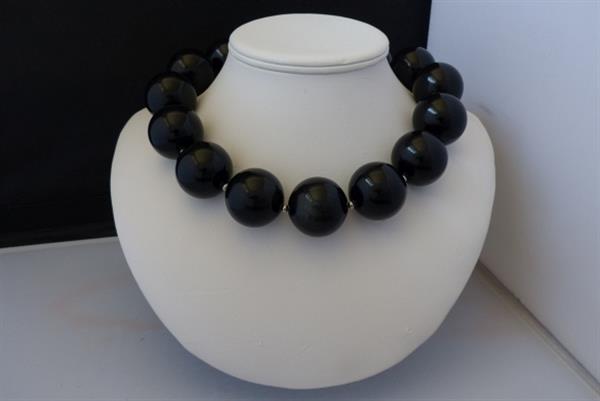 Grote foto 30 mm obsidiaan ketting oorhanger set sieraden tassen en uiterlijk kettingen