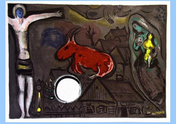 Grote foto marc chagall litho la crucifixtion mistique antiek en kunst kunst