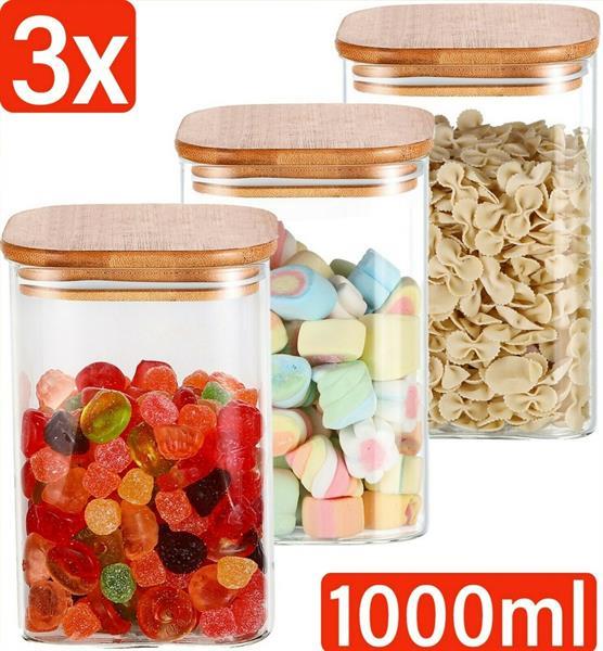 Grote foto 3 x 1000 ml voorraadpotten glas huis en inrichting keukenbenodigdheden