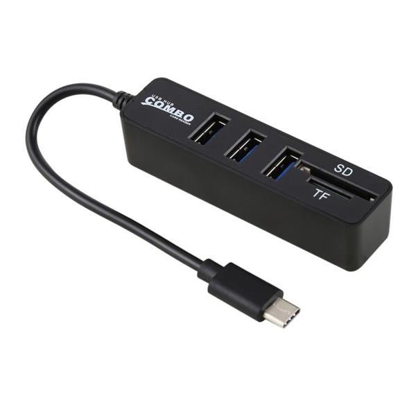 Grote foto 2 in 1 tf sd card reader 3 x usb ports to usb c type c computers en software overige computers en software