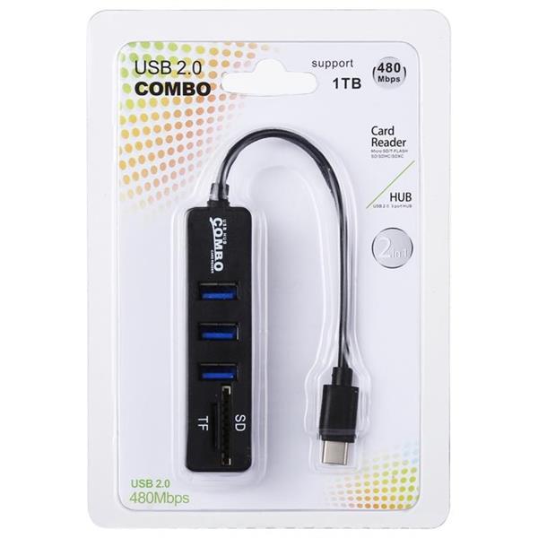 Grote foto 2 in 1 tf sd card reader 3 x usb ports to usb c type c computers en software overige computers en software