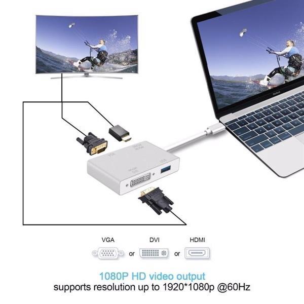 Grote foto 4 in 1 usb 3.1 usb c type c to hdmi vga dvi usb 3.0 adapter computers en software overige