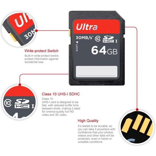 Grote foto 64gb ultra high speed class 10 sdhc camera memory card 100 computers en software geheugens