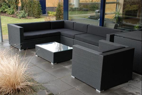 Grote foto loungeset zwart wicker direct leverbaar 1195 tuin en terras tuinmeubelen